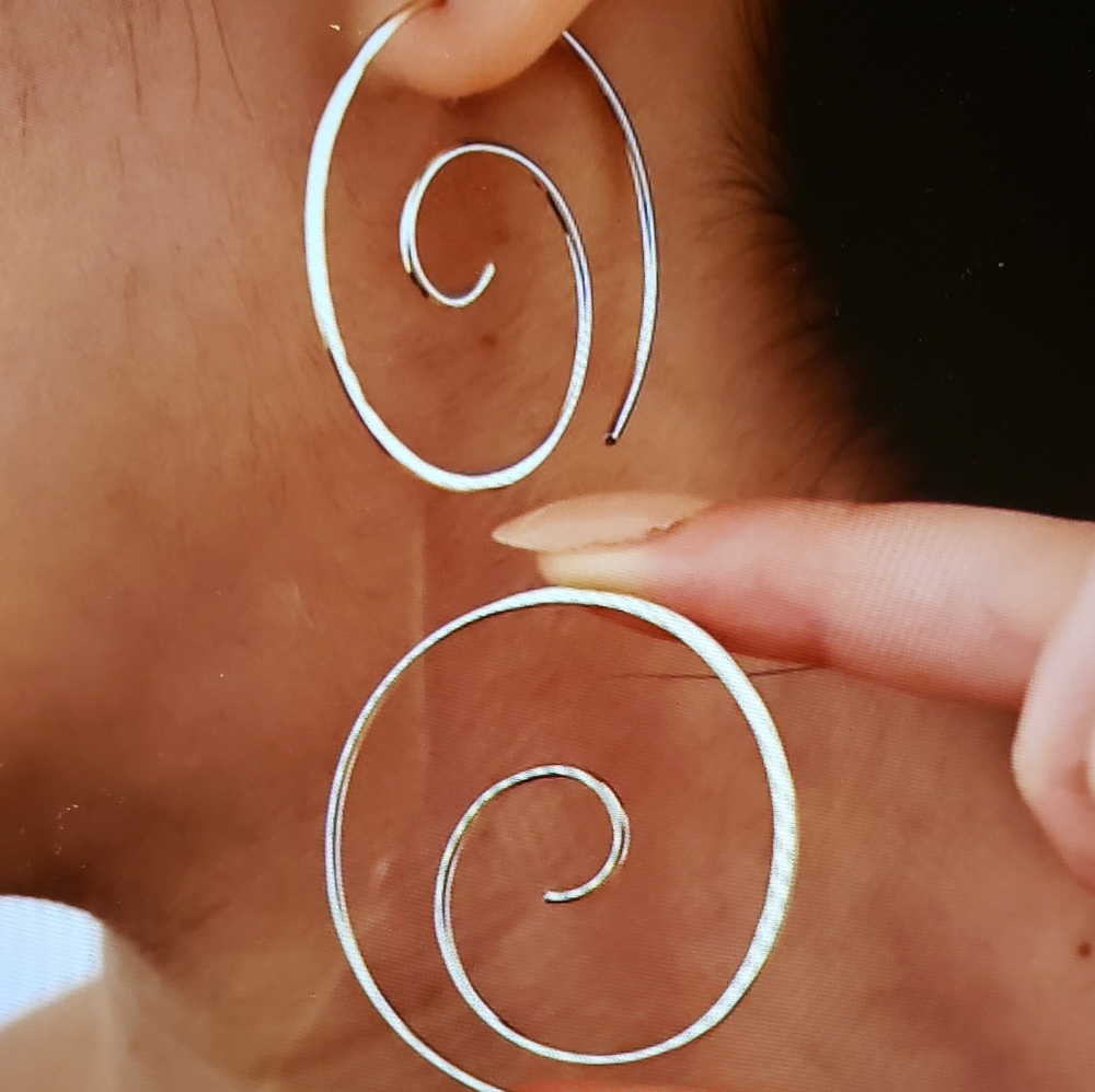 18k gold plated large spiral concentric hoop earrings